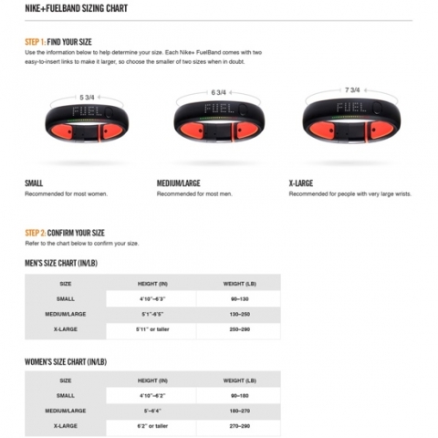 Nike fuel band size hotsell